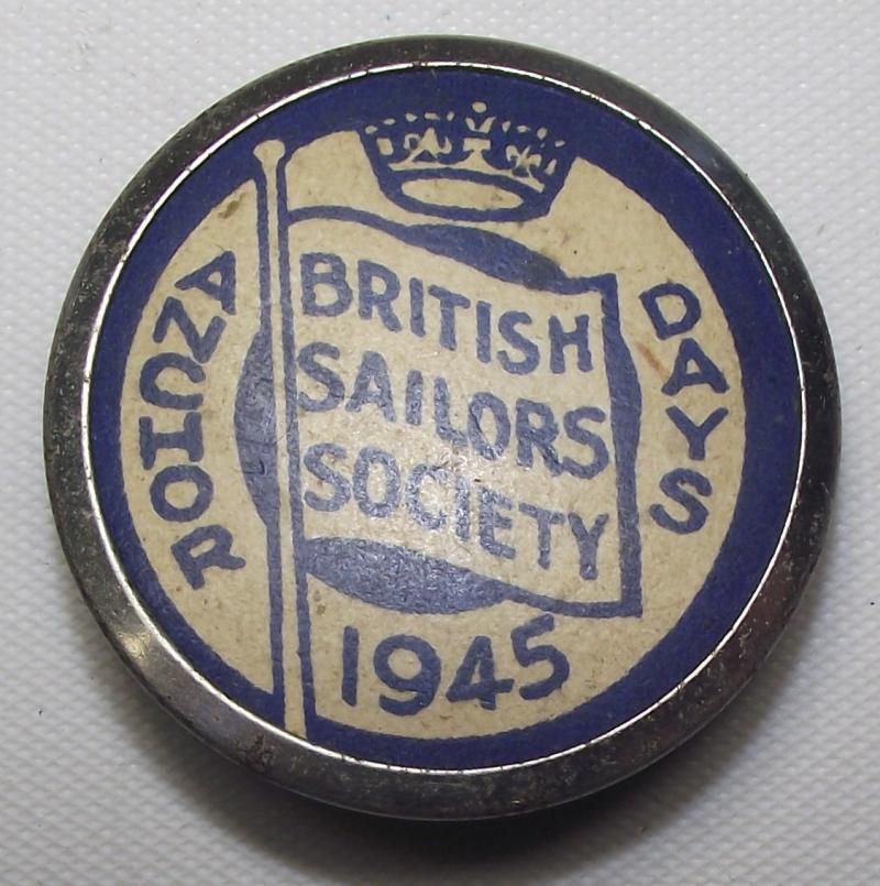 1945 British Sailors Society, Anchor Days Pin Back Badge.