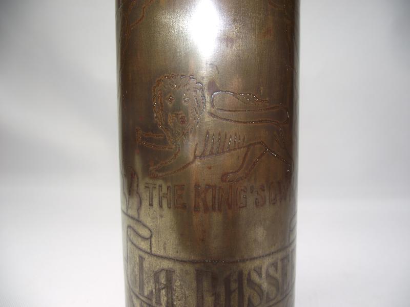 WW1 The Kings Own 1915 Dated Shell Case Souvenir. La Bassee.