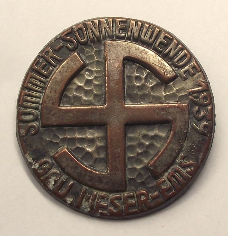 Sommer-Sonnenwende Event Badge/Tinnie. 1939.