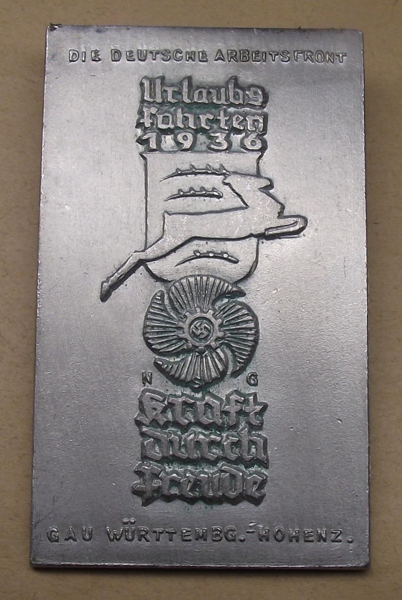 DAF/KDF Event Badge Tinnie/ Urlaubs Fahrten, 1936.