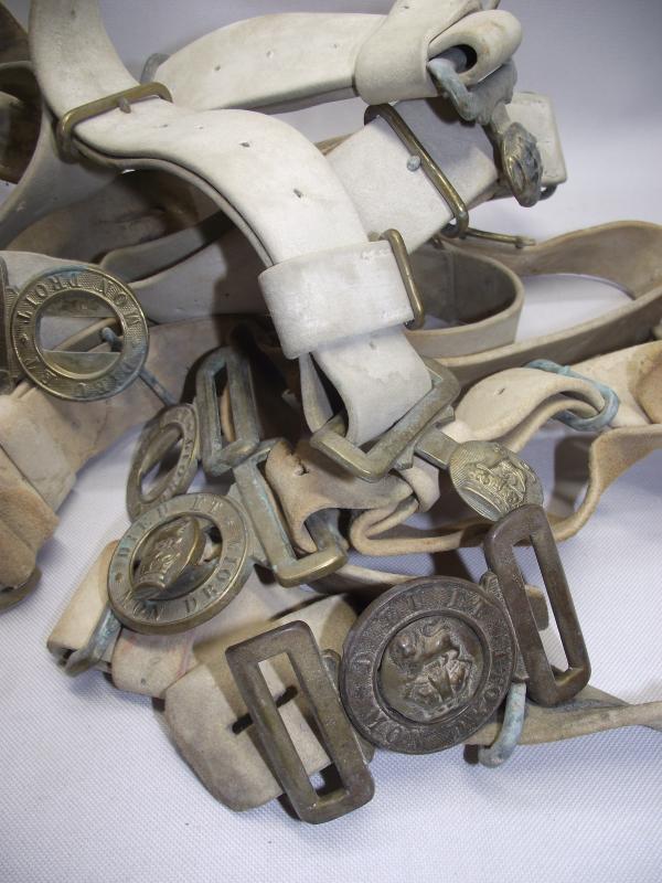 Selection of Relic Victorian 1882 Pattern Buffed Leather Belts and Buckles.