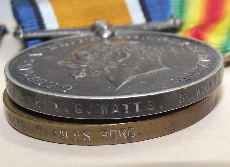 WW1 1914-15 Star Trio and WW2 Service Medal Group. South Wales Borderers.