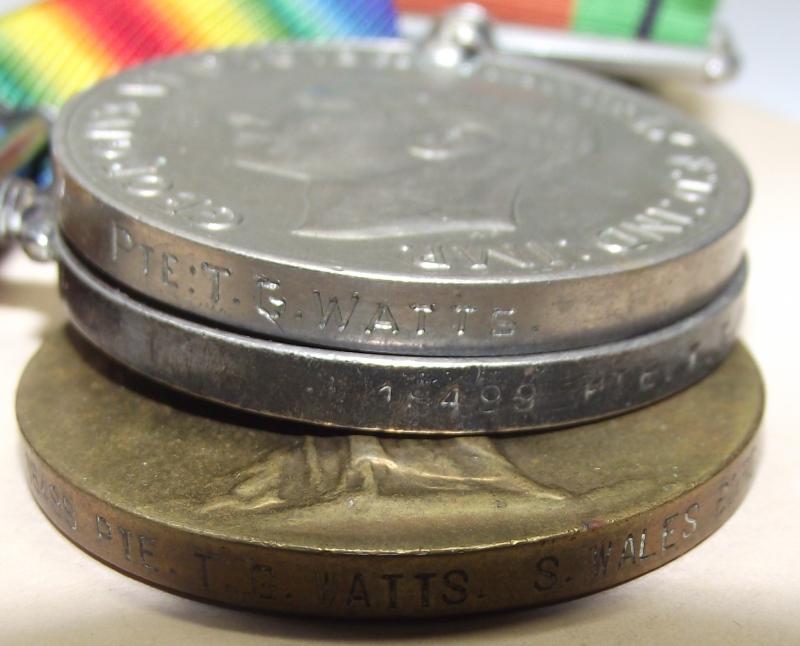 WW1 1914-15 Star Trio and WW2 Service Medal Group. South Wales Borderers.