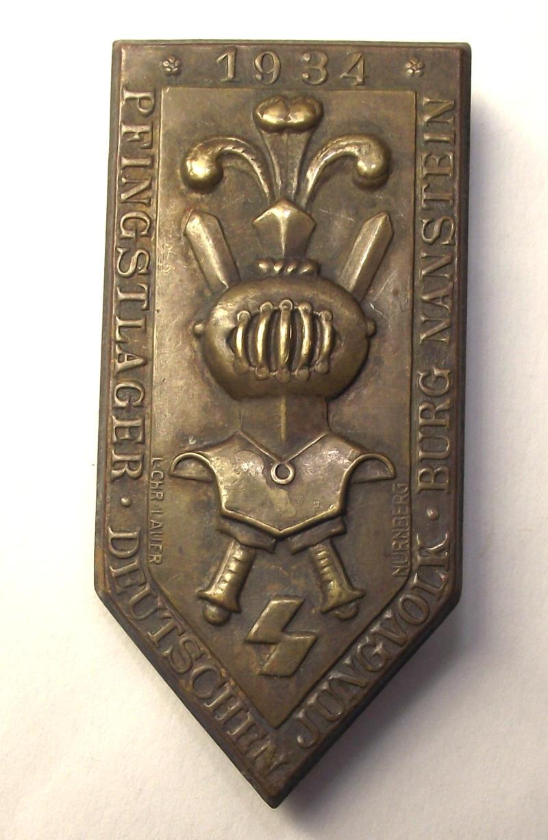 Deutshcen Jungvolk Event Badge/ Tinnie. Burg Nanstein, 1934.