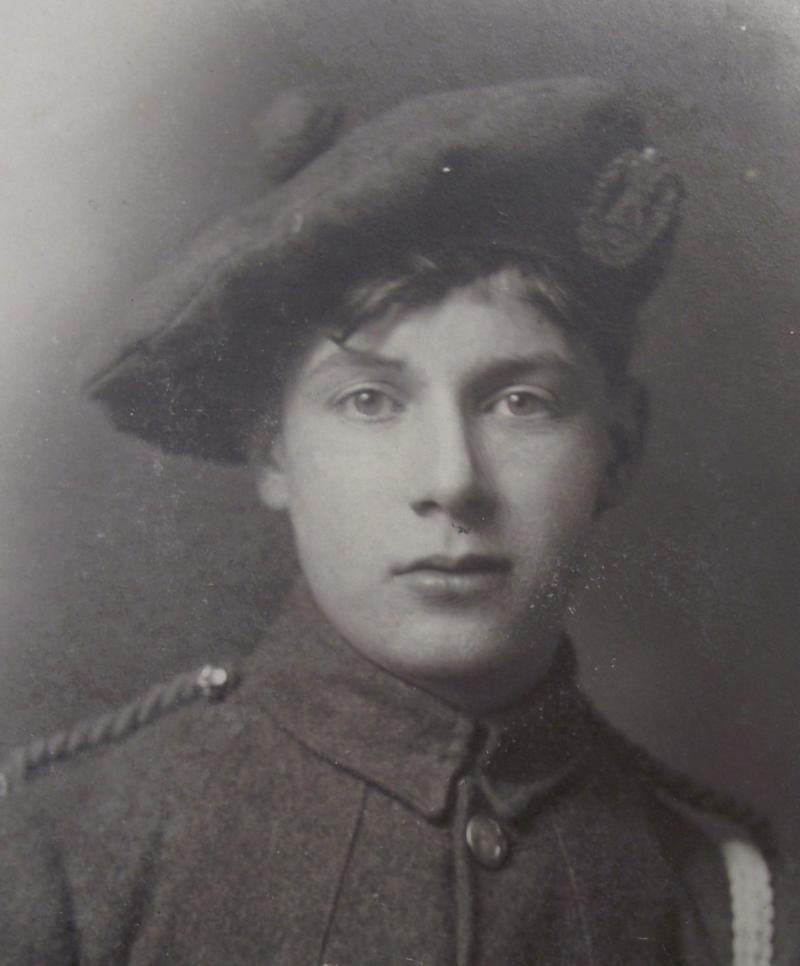 WW1 1918 Dated Studio Photo. Boy Cameron Highlanders.