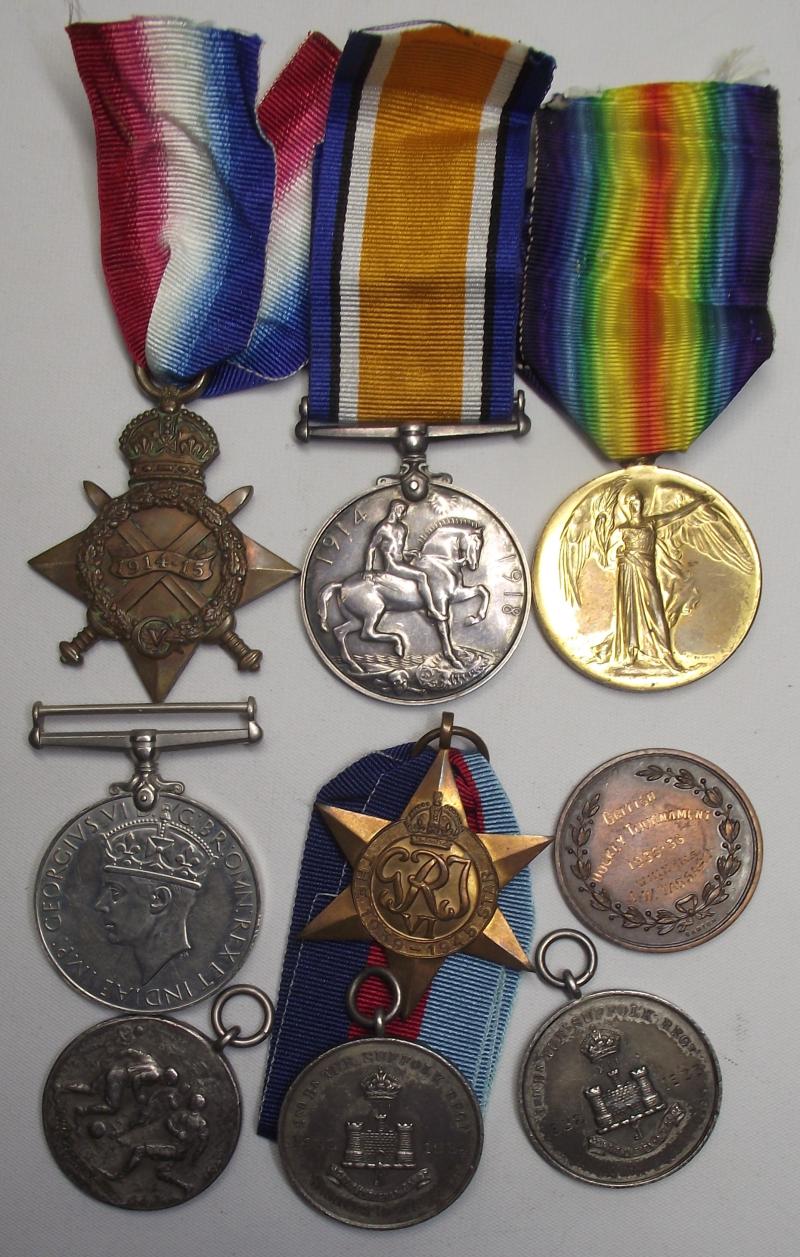 WW1 RE Medal Trio and WW2 1940 Dunkirk Casualty, Suffolk Regiment.