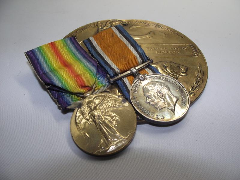 6th Battalion South Wales Borderers Death Plaque and Medal Pair. Died 1918 POW.