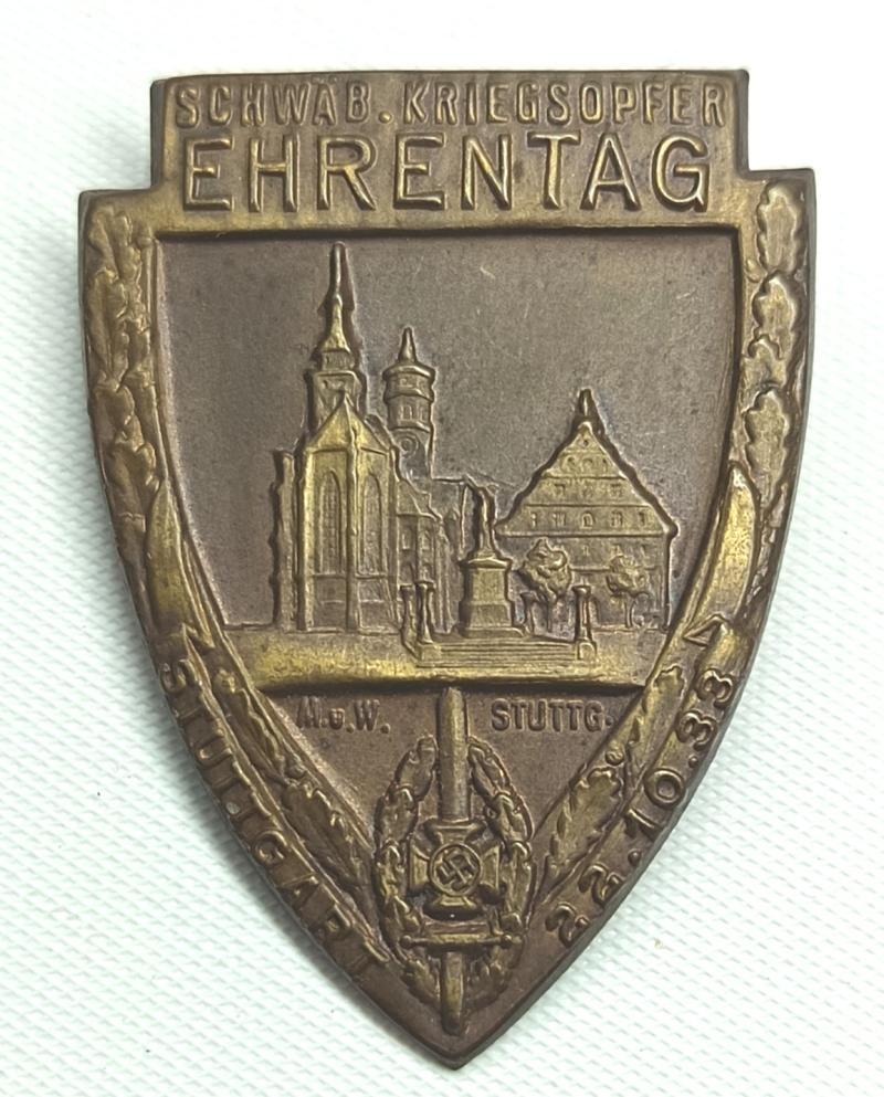 Tinnie/ Event Badge. Ehrentag, Stuttgart, 1933.