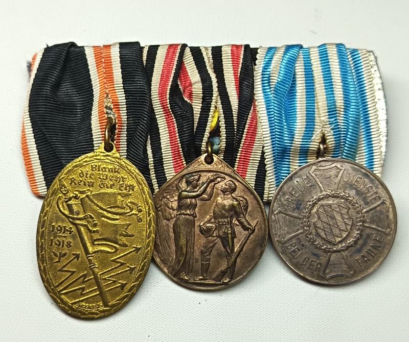 WW1 Imperial German Three Place Bavarian Medal Bar.