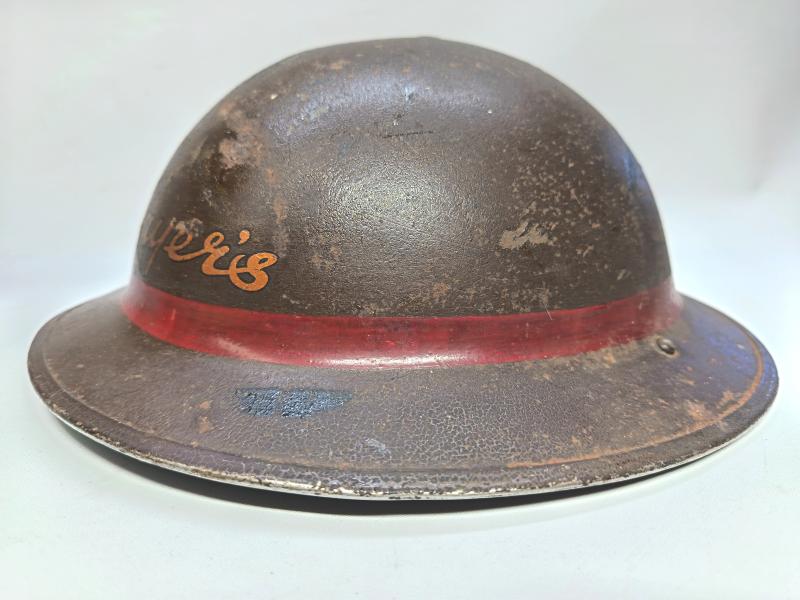 WW2 British Players Cigarette Factory Senior Fireman's MK2 Helmet.