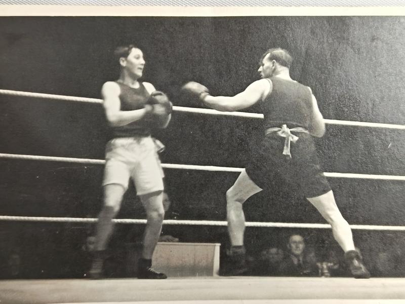 Two Signed Photos, Cyril Hills, 1930's Black Professional Boxer. RAF.