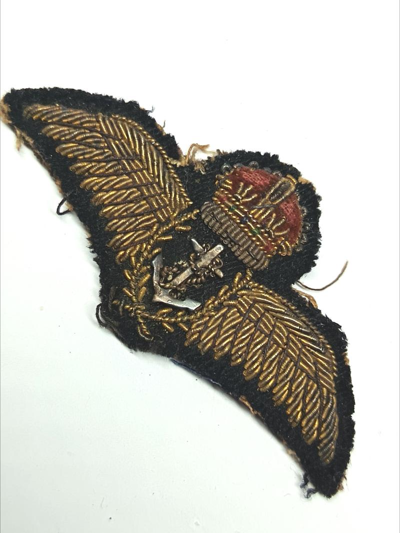 WW2 British Fleet Air Arm Pilots Bullion Wings.