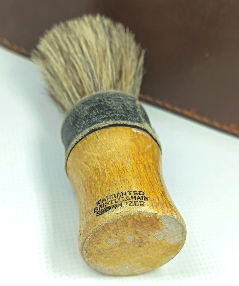 WW2 British Officer's Shaving Soap Brush and Case. 1944.