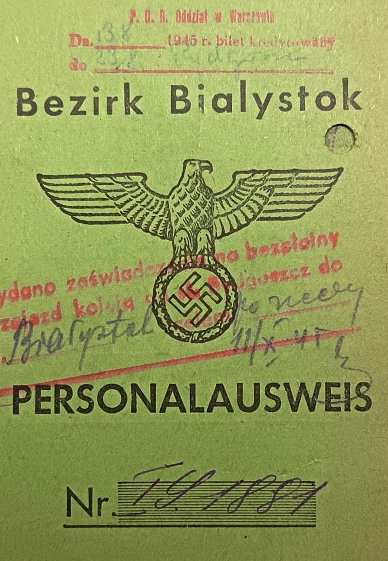 WW2 German Occupation Civilian Identity Card. Poland.