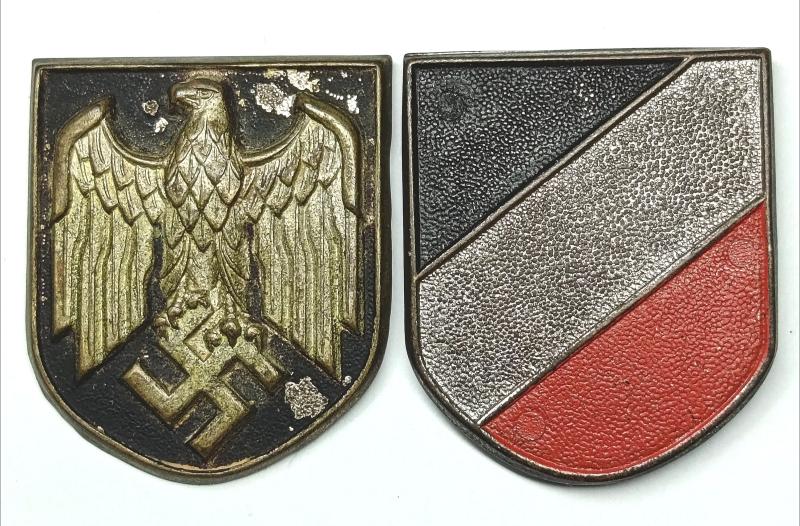 WW2 German Tropenhelm Helmet Side Shield Pair.