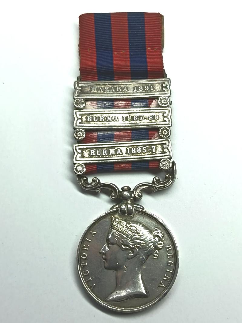 Victorian IGS medal with 3 Clasps including Hazara 1891. Cardiff?