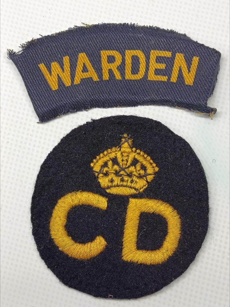 WW2 Civil Defence Breast Badge and Printed Wardens Title.