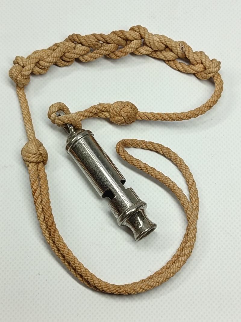 WW2 ARP Whistle and Lanyard.