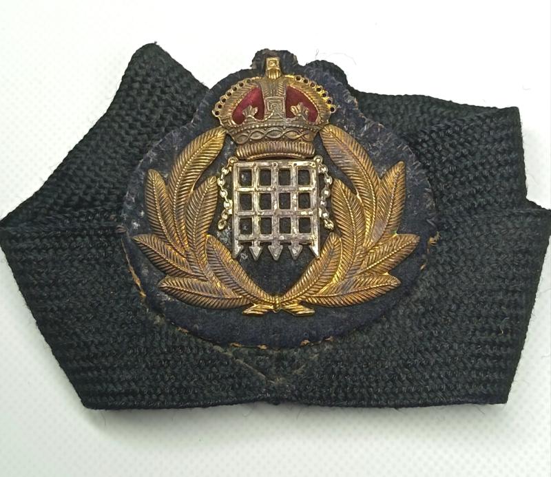 WW2 Economy, All Metal, Customs and Excise Cap Badge and Band.