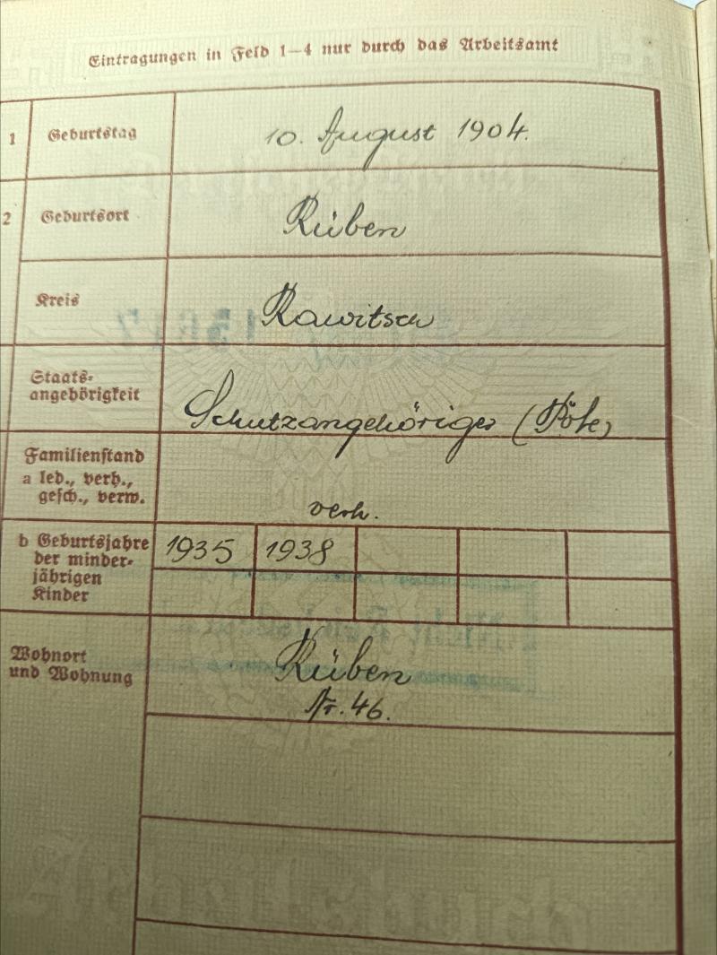 German Wartime Arbeitsbuch. Polish Underground Construction Worker. .