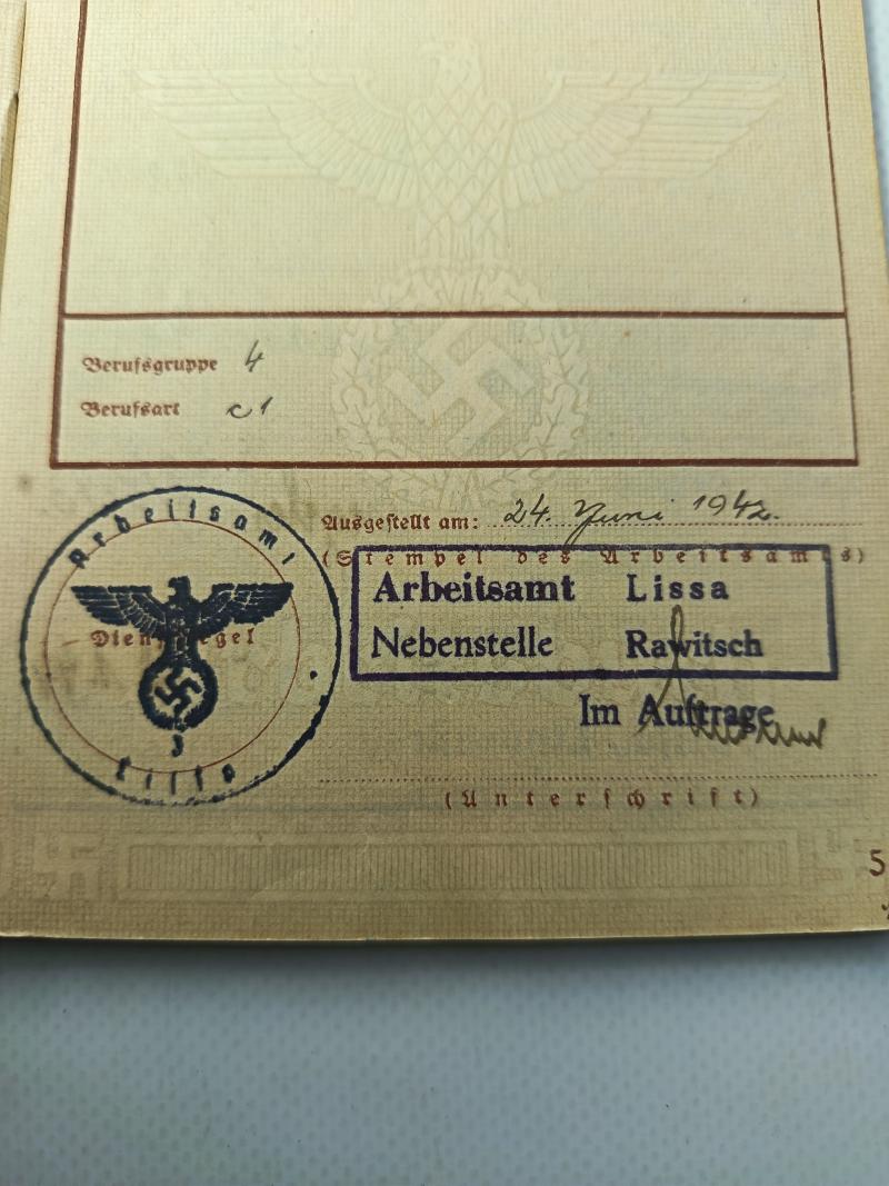 German Wartime Arbeitsbuch. Polish Underground Construction Worker. .