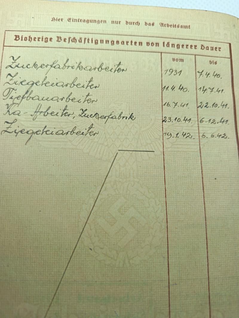 German Wartime Arbeitsbuch. Polish Underground Construction Worker. .