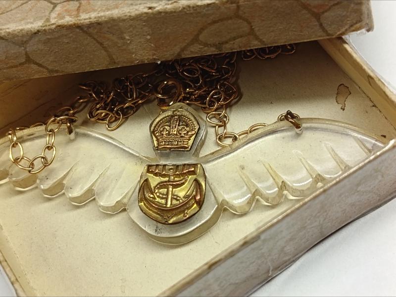 Boxed Fleet Air Arm Wing Pexiglas Necklace. Limbless and Disabled Ex Servicemen.