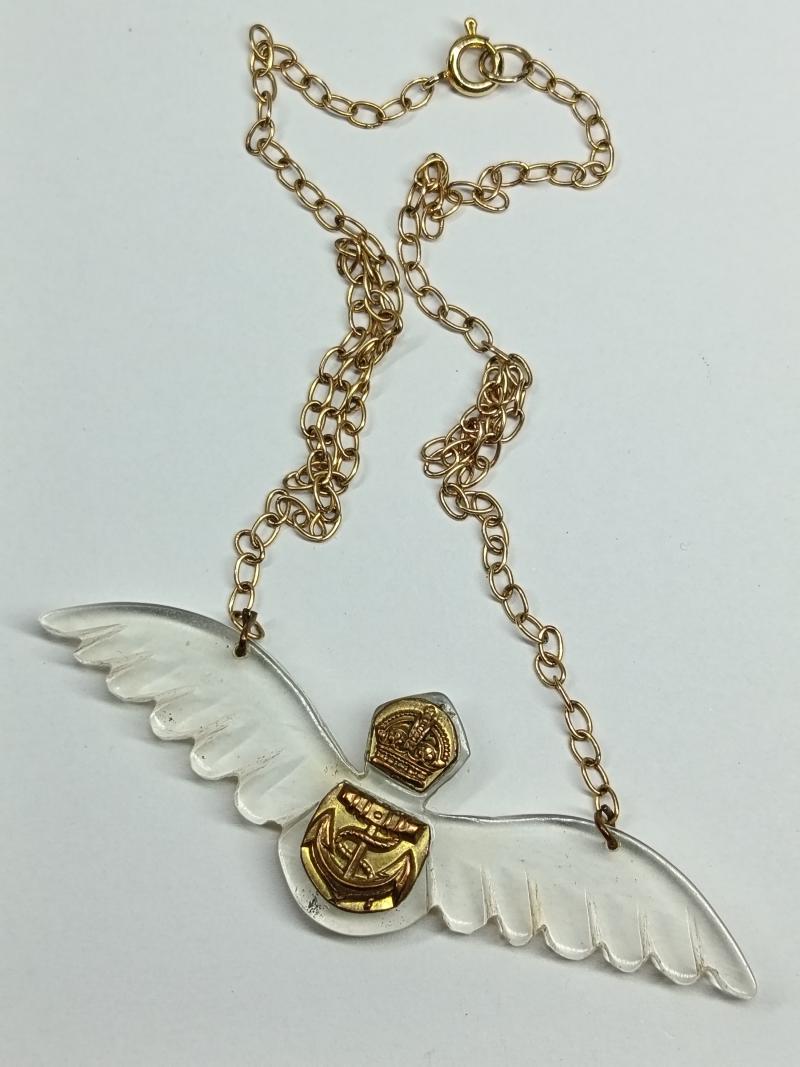 Boxed Fleet Air Arm Wing Pexiglas Necklace. Limbless and Disabled Ex Servicemen.