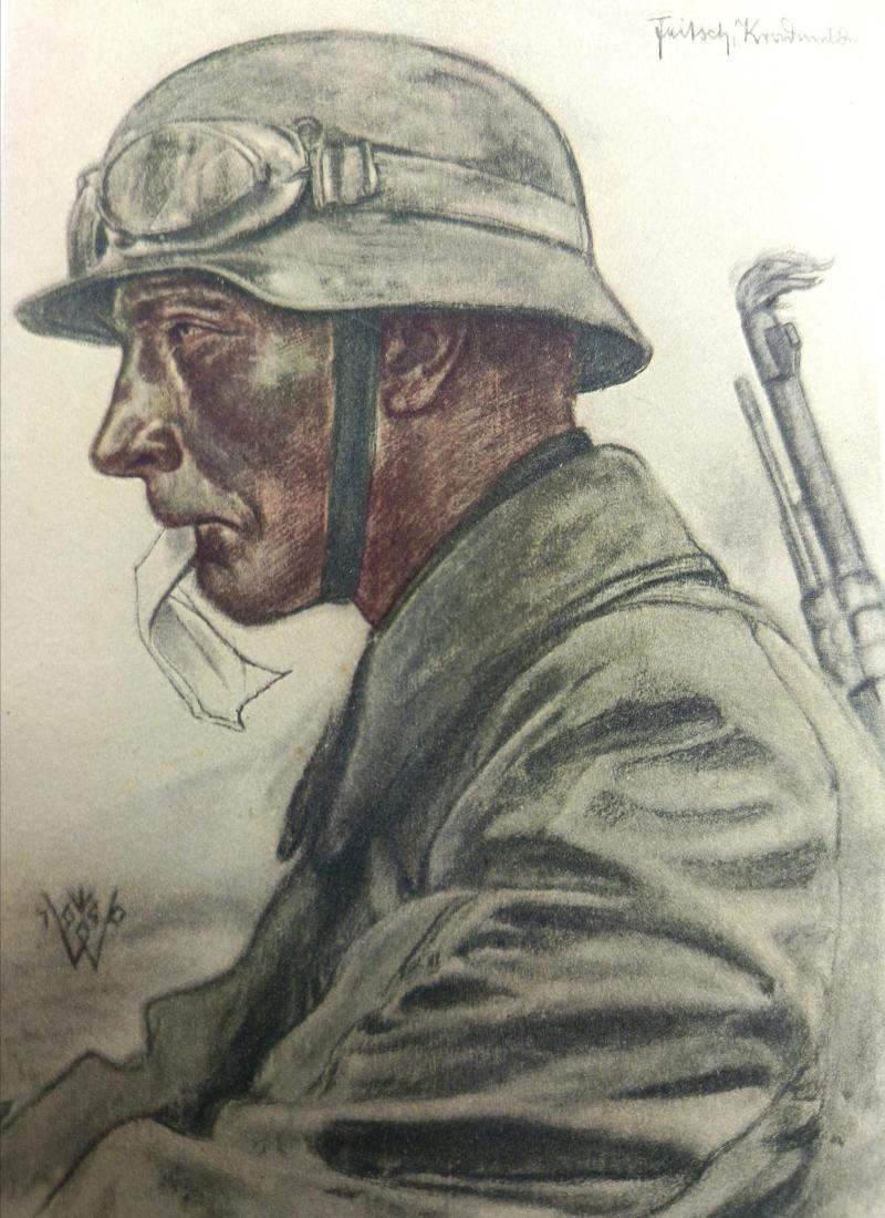 WW2 German Postcard by W. Willrich, Kradmeler.